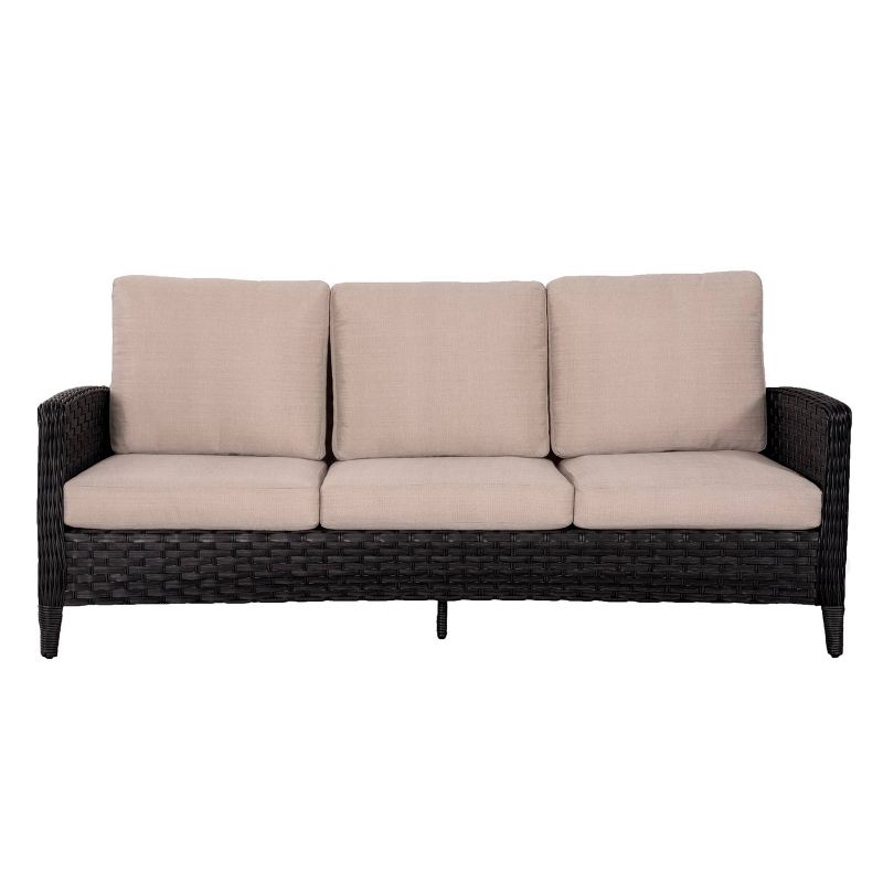 Tahoe Outdoor Three-Seater Sofa - Brown Wicker - Serta