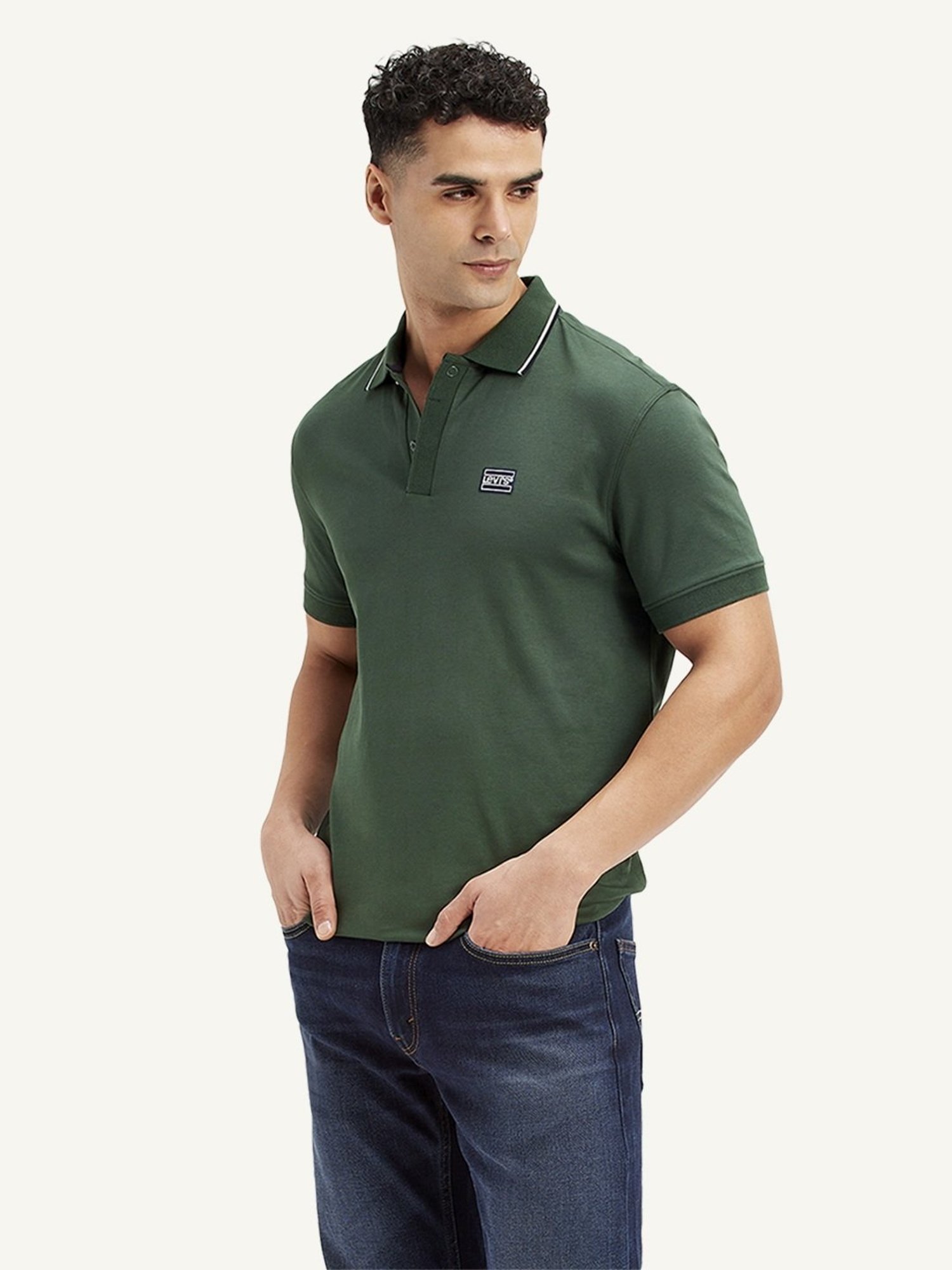 Levi's Green Cotton Slim Fit Polo T-Shirt