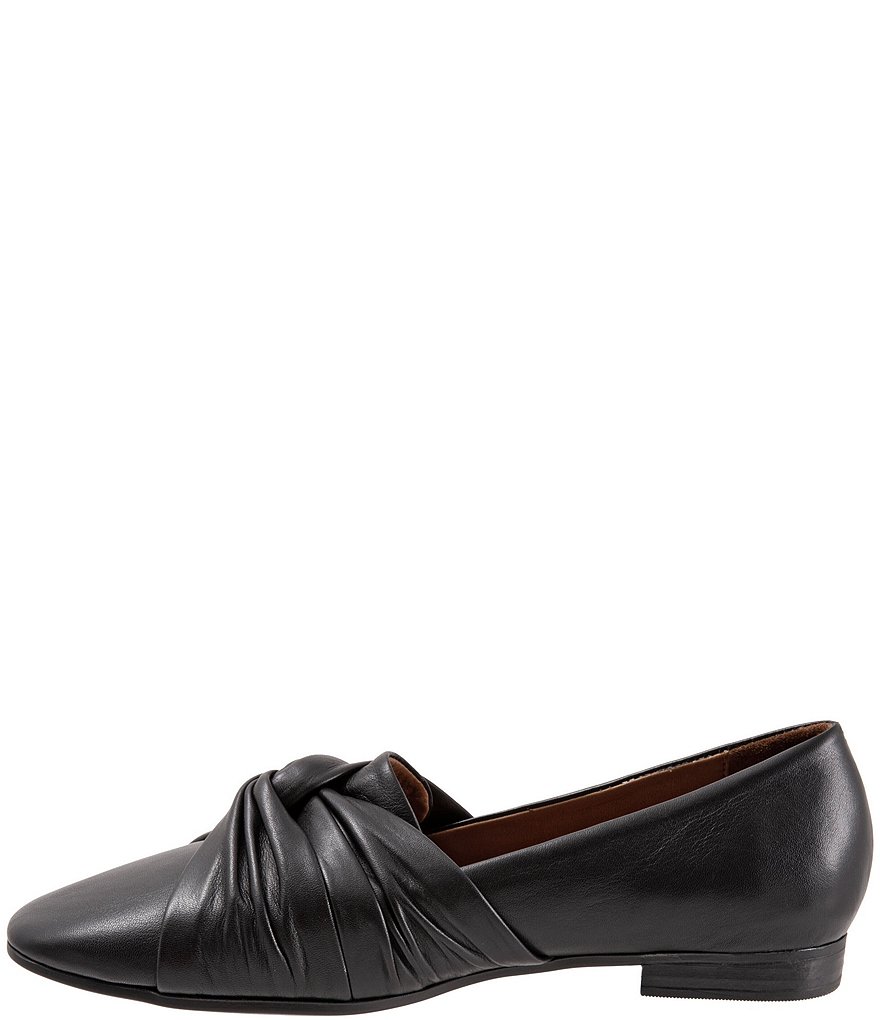 Bueno Emma Leather Pleated Knot Slip-On Flat Loafers
