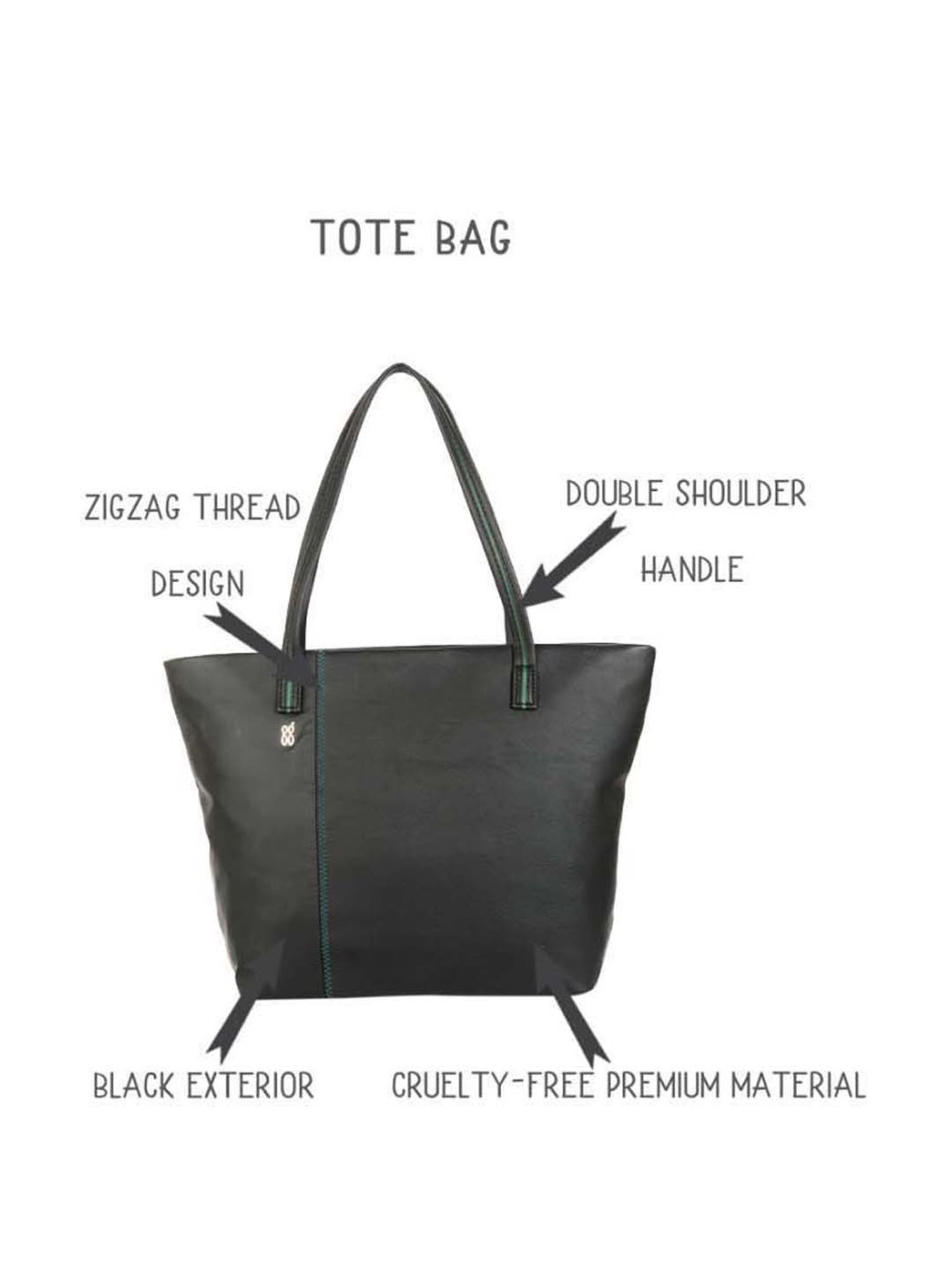 Baggit Black Solid Medium Tote Handbag