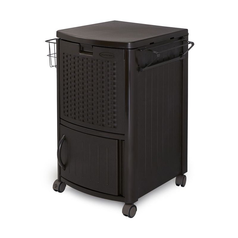 Patio Garbage Waste Trash Can Bundled w/ Patio Cooler w/ Cabinet & Wire Basket