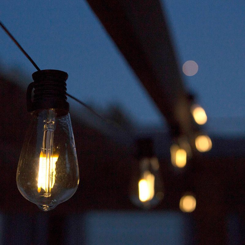 10pc LED Vintage Edi-Sol Outdoor Solar String Light Set - Echo Valley