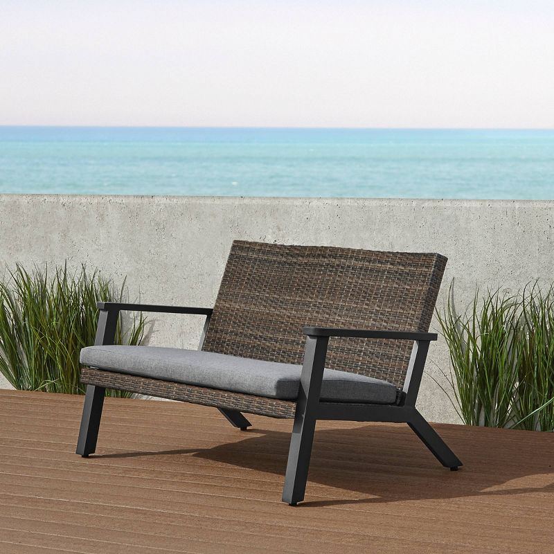 Noorwood Two Seat Patio Bench Black - Real Flame