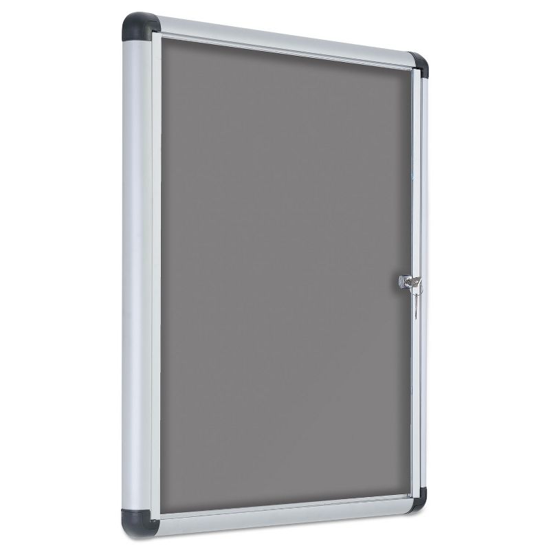 MasterVision Slim-Line Enclosed Fabric Bulletin Board 28 x 38 Aluminum Case VT630103690