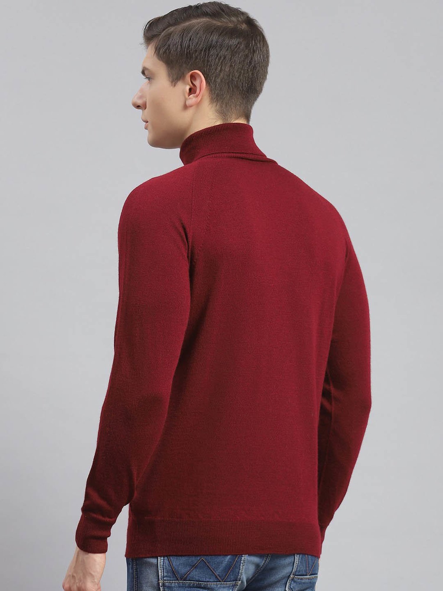 Monte Carlo Dark Maroon Regular Fit Pure Wool Sweater
