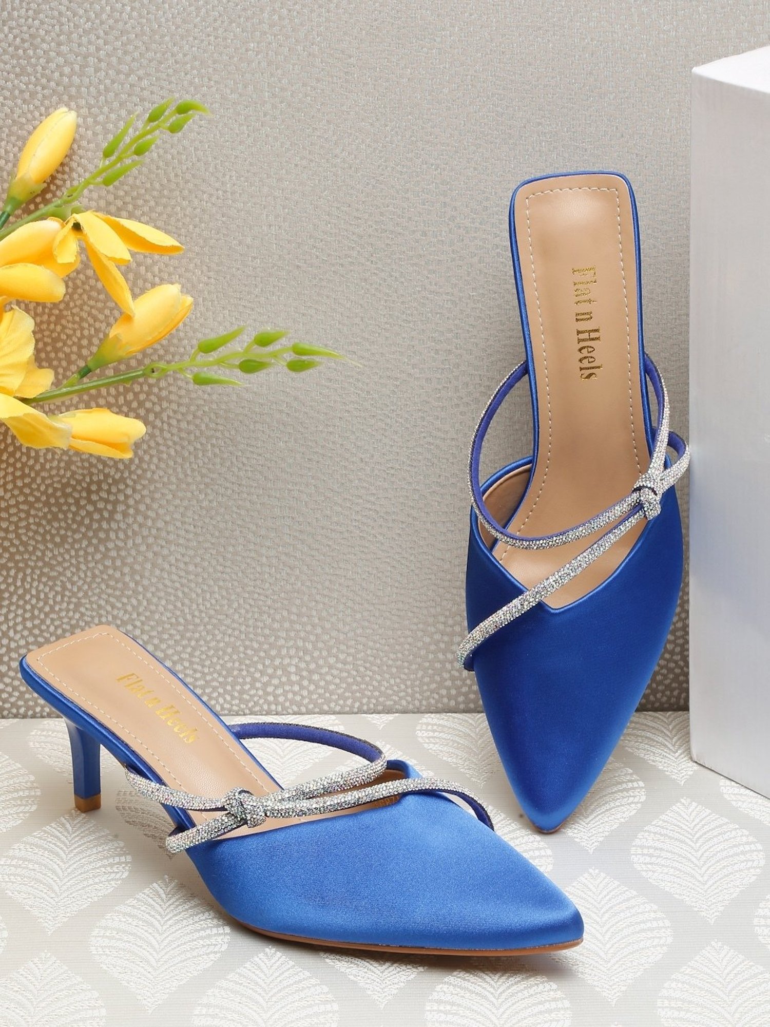 Flat N Heels Women's Blue Mule Stilettos