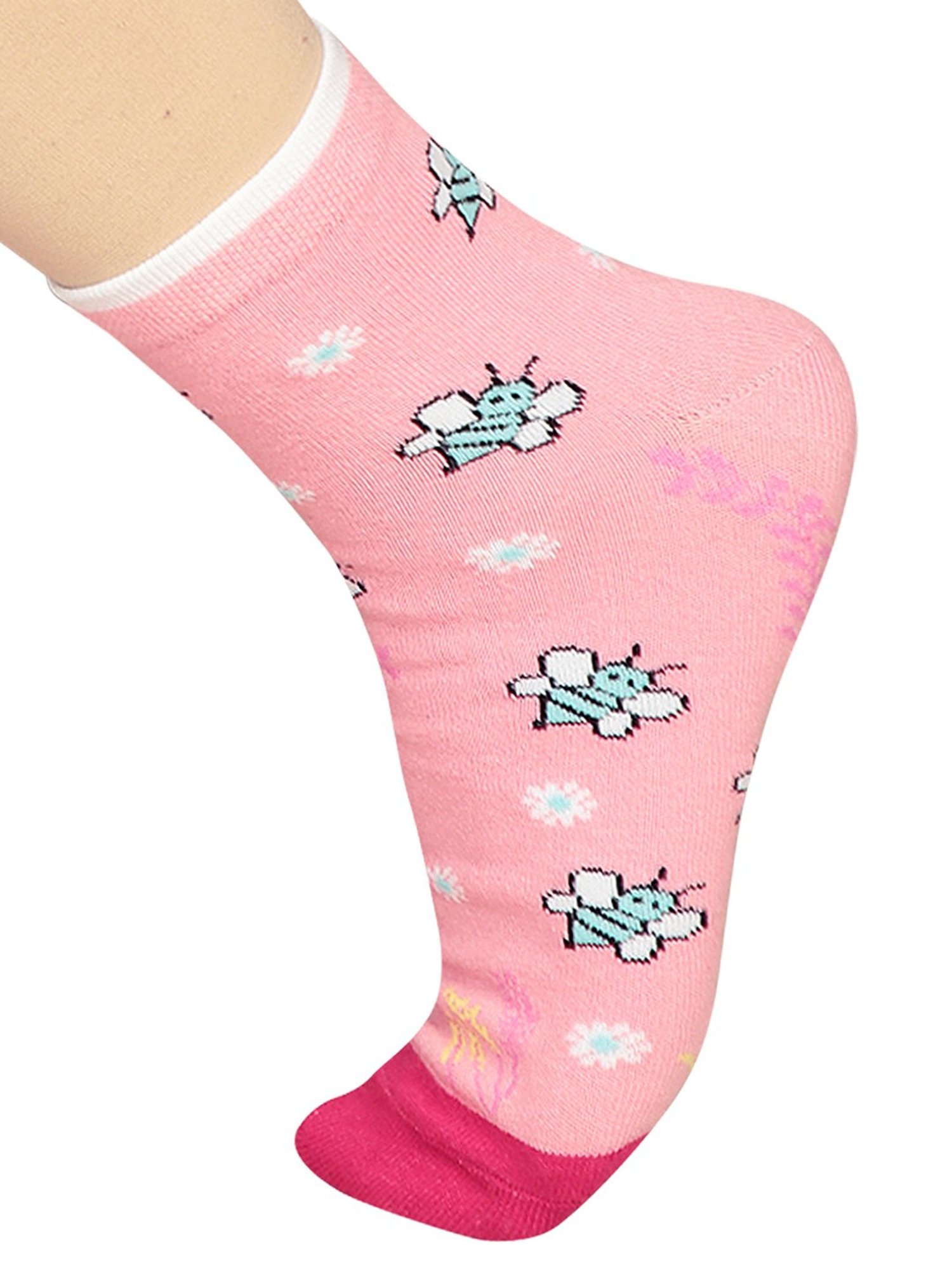 Bodycare Pink & Green Printed Socks (Pack Of 2)