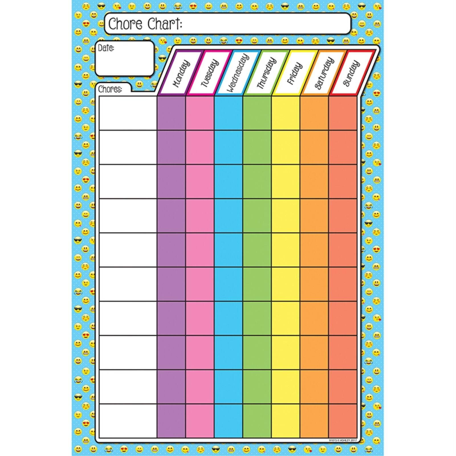 Smart Poly Emoji Chores Chart, Dry-Erase Surface, 13" x 19"
