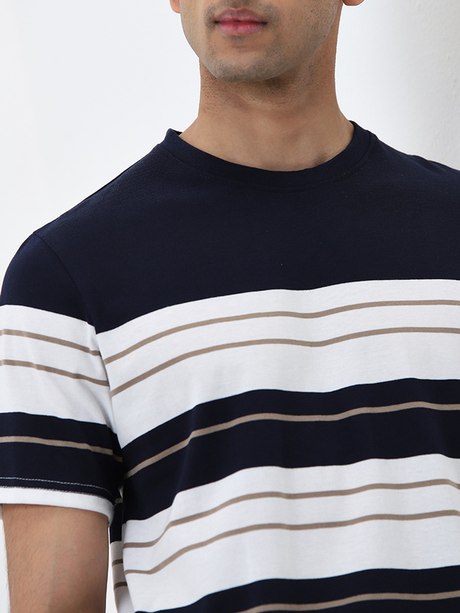 WES Lounge by Westside Navy Striped Slim-Fit T-Shirt