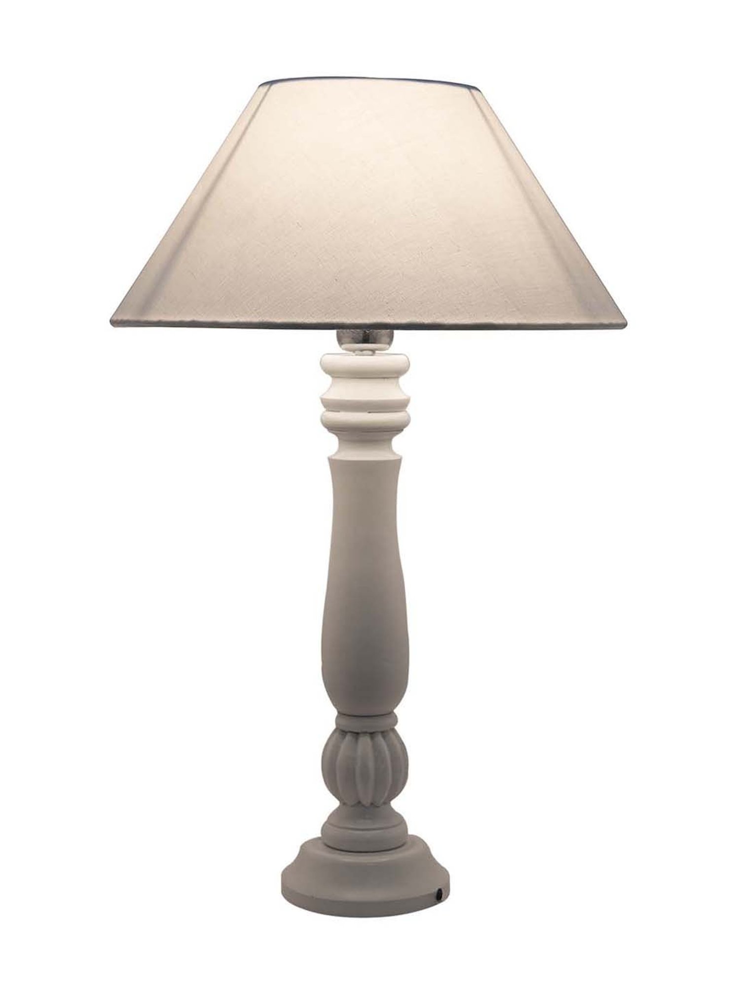 Homesake White Classic Victorian Wood Table Lamp with White Shade (Bulb Included) - Set of 1