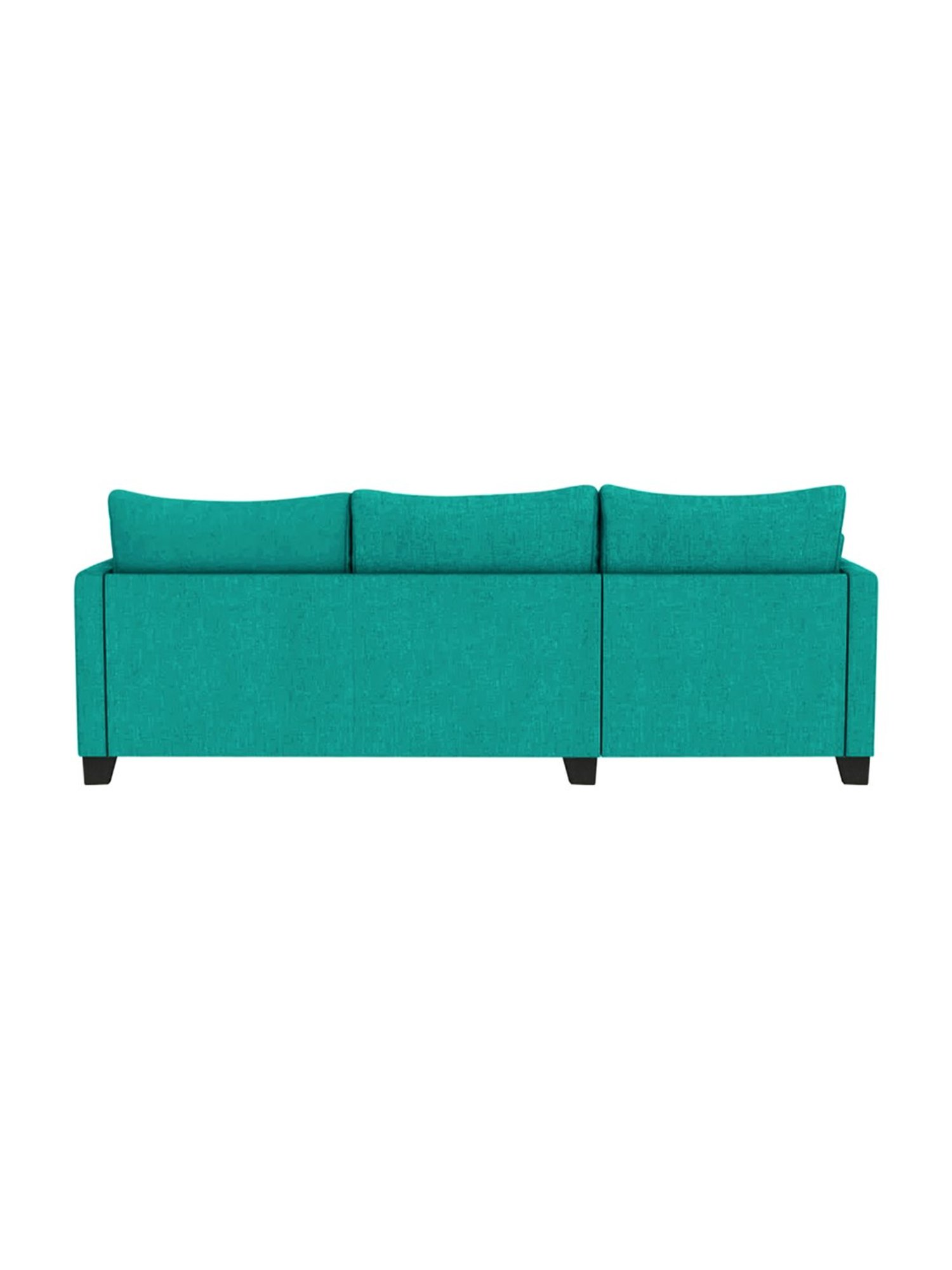 Trevi Duke Turquoise Green Fabric & Neem Wood 6 Seater RHS Sectional Sofa