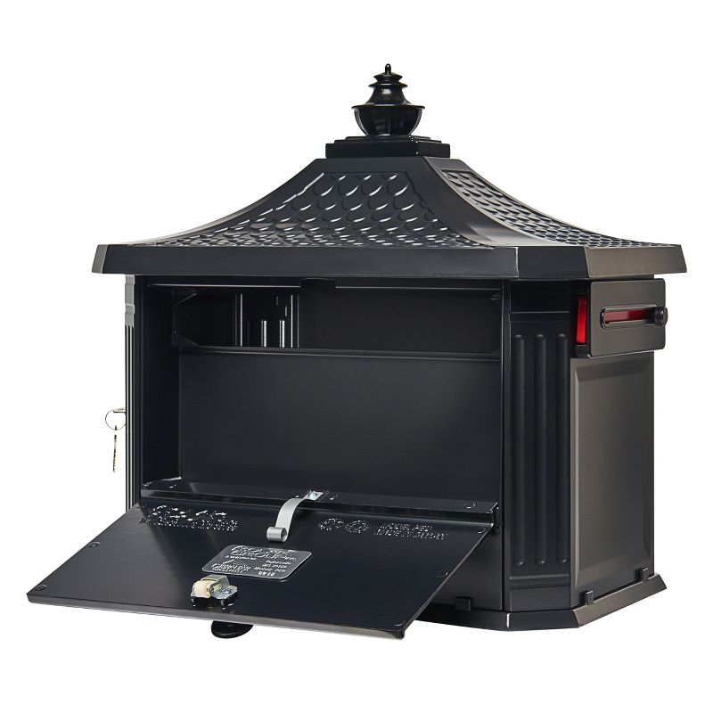 Gibraltar Mailbox Pedestal All In One Mailbox and Address Posts Black