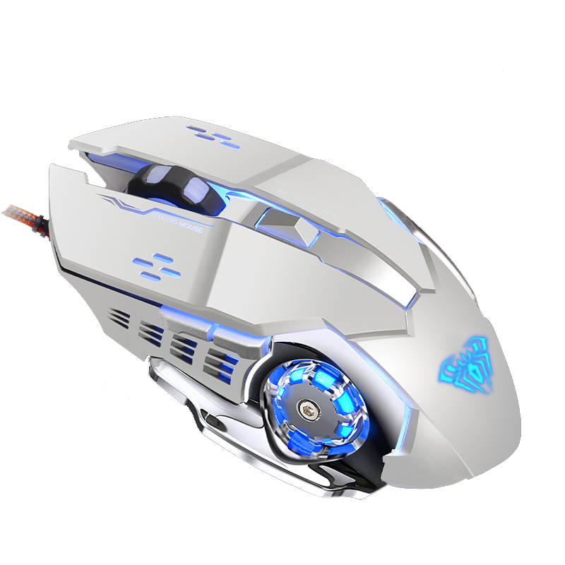 AULA S20 Wired Gaming Mouse 6 Macro Programming Buttons 2400 DPI USB Interface Backlit Ergonomic LED Optical Mice, Black