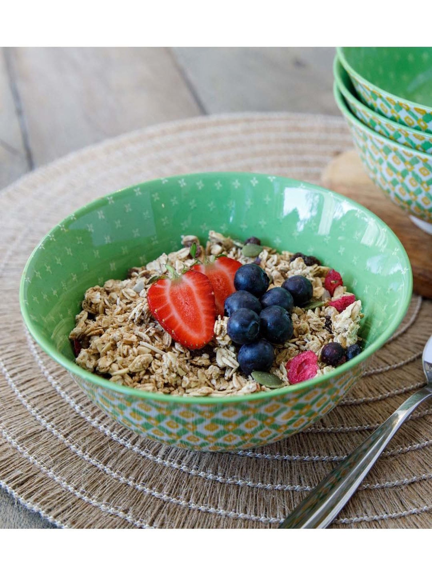 KitchenCraft Green & Yellow Stoneware Bowl