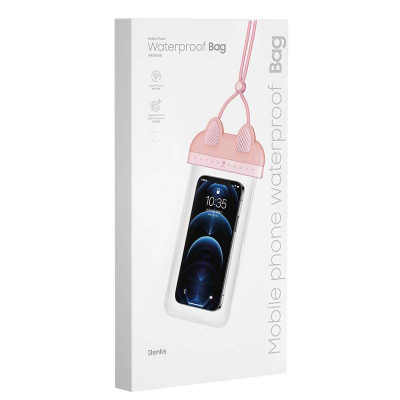 Benks - Limited Kitty version Universal Cellphone Waterproof Pouch Dry Bag Underwater Case for iPhone 12 Pro Max 11 Pro Max Xs Max XR X 8 7 6S, Galaxy S20 Ultra S10 S9 S8/Note10 9 up to 7"