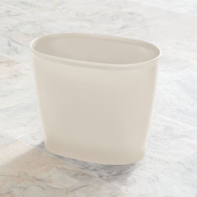 mDesign 2 Piece Plastic Bathroom Trash Can, Toilet Bowl Brush Set - Cream