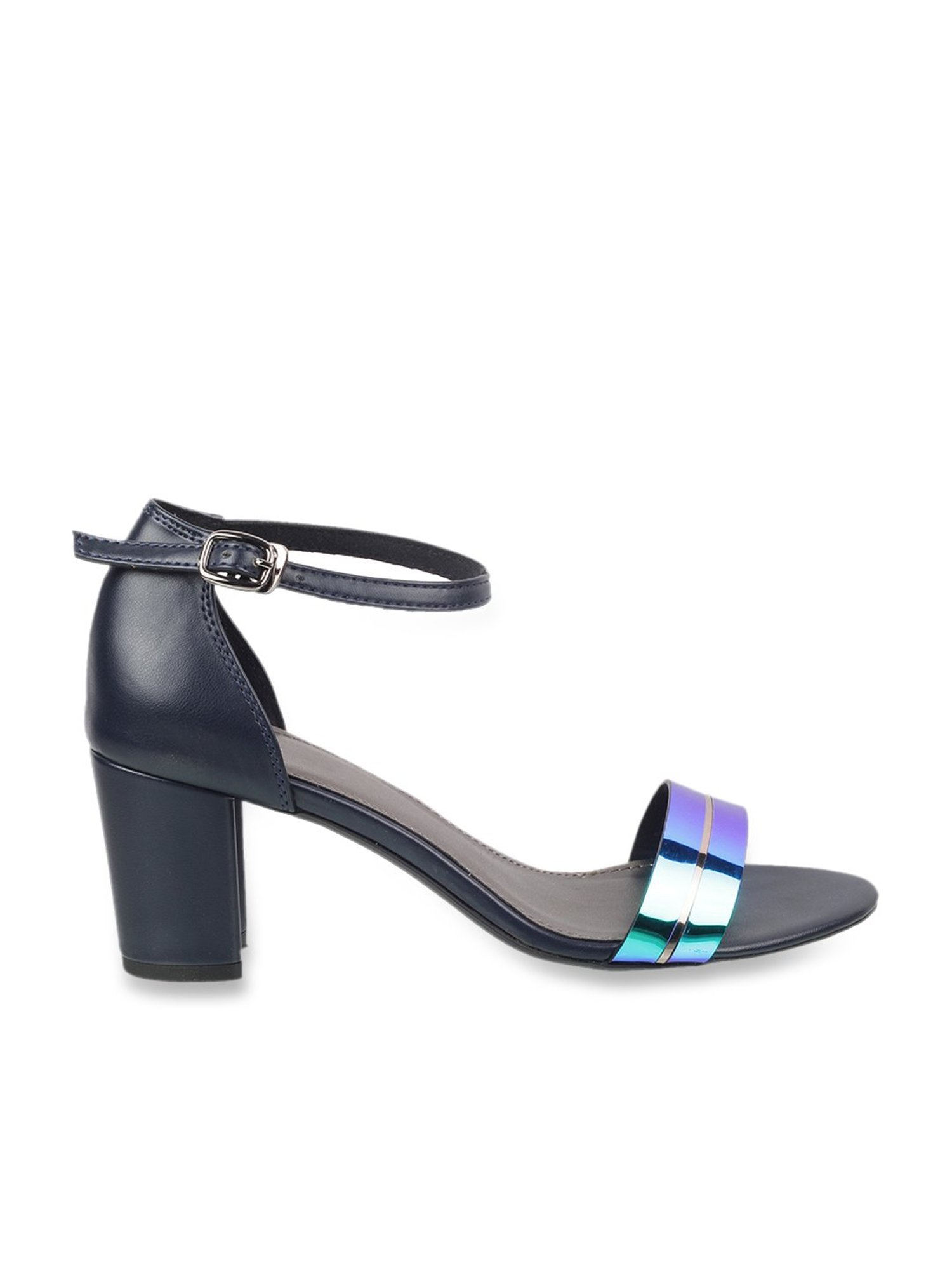 Mochi Women's Navy Ankle Strap Sandals