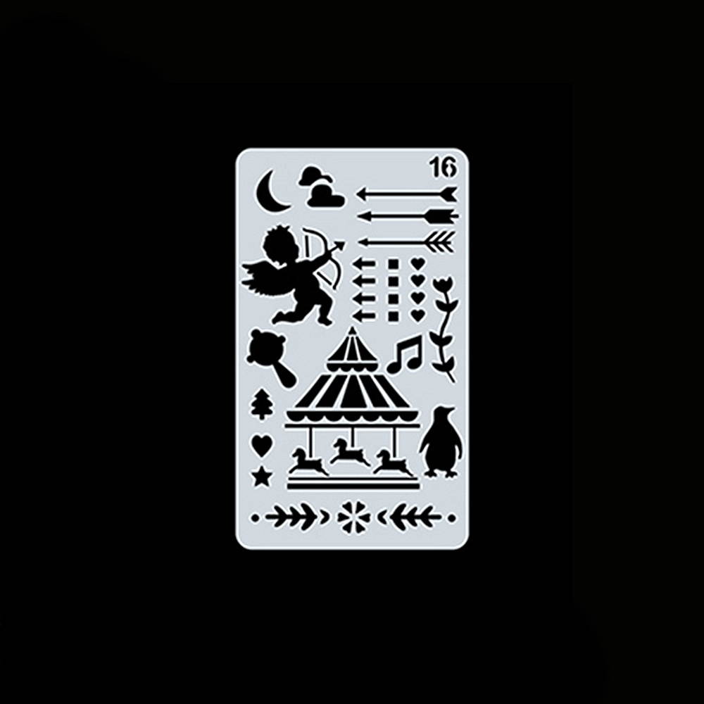 1pc Drawing Stencils Hollow Out Design PET Material Template Reusable for Children Students DIY Painting Craft Notebook Diary Scrapbooking Photo Album Card Journal Decoration