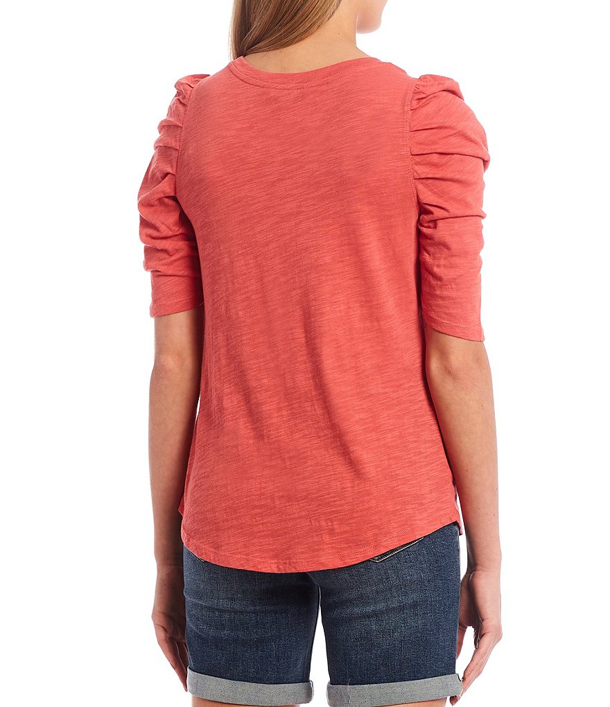 Liverpool Los Angeles Gathered Short Sleeve Slub Jersey Tee