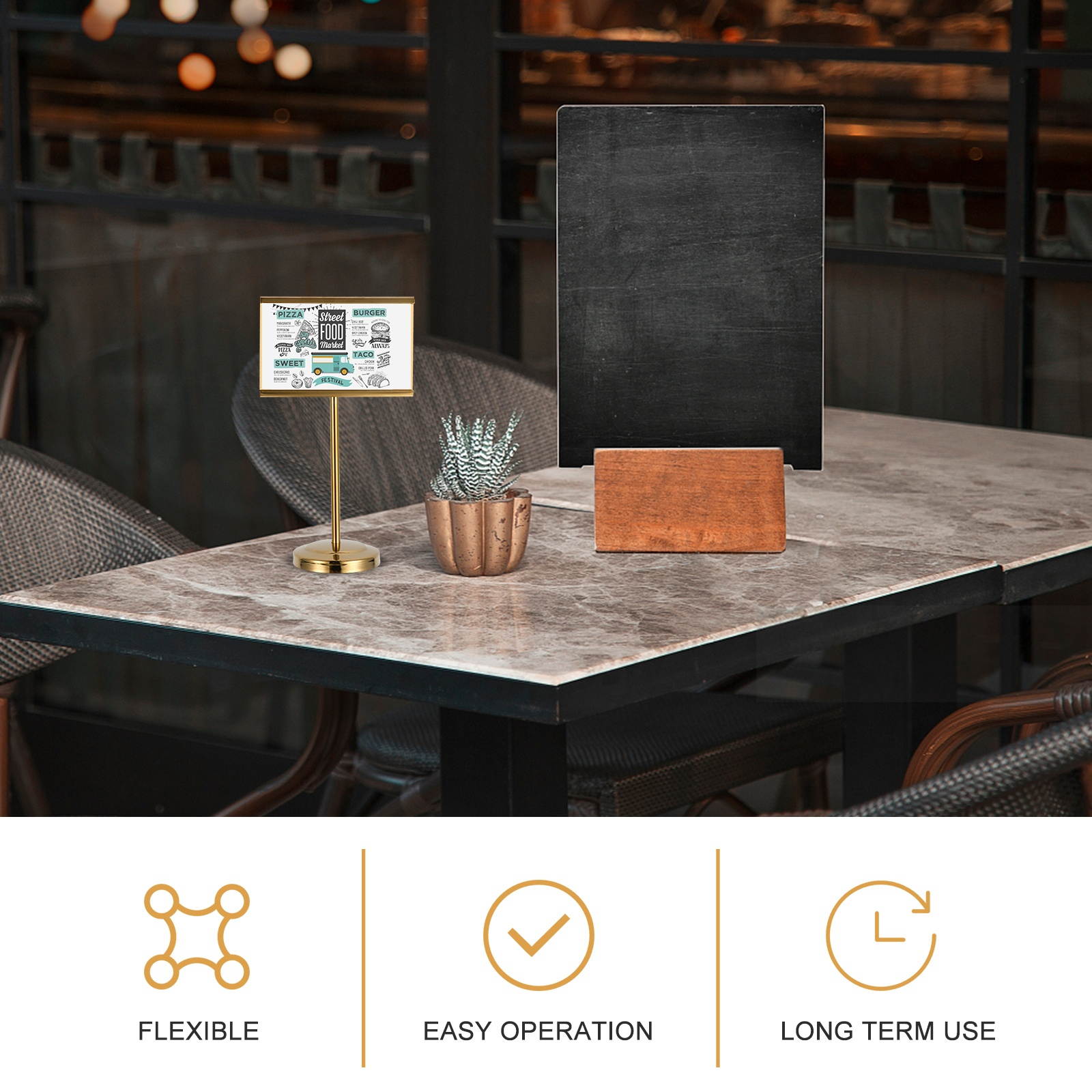 1pc Stainless Steel Menu Stand Stable Table Number Stand  for Hotel Restaurant