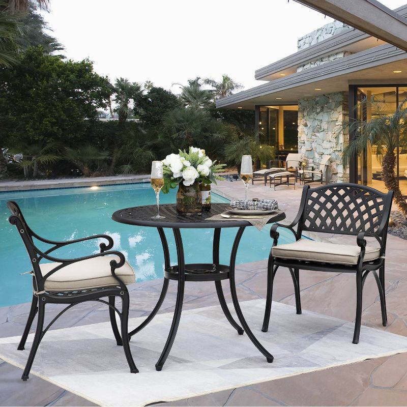 3pc Cast Aluminum Bistro Set - Antique Bronze - Nuu Garden