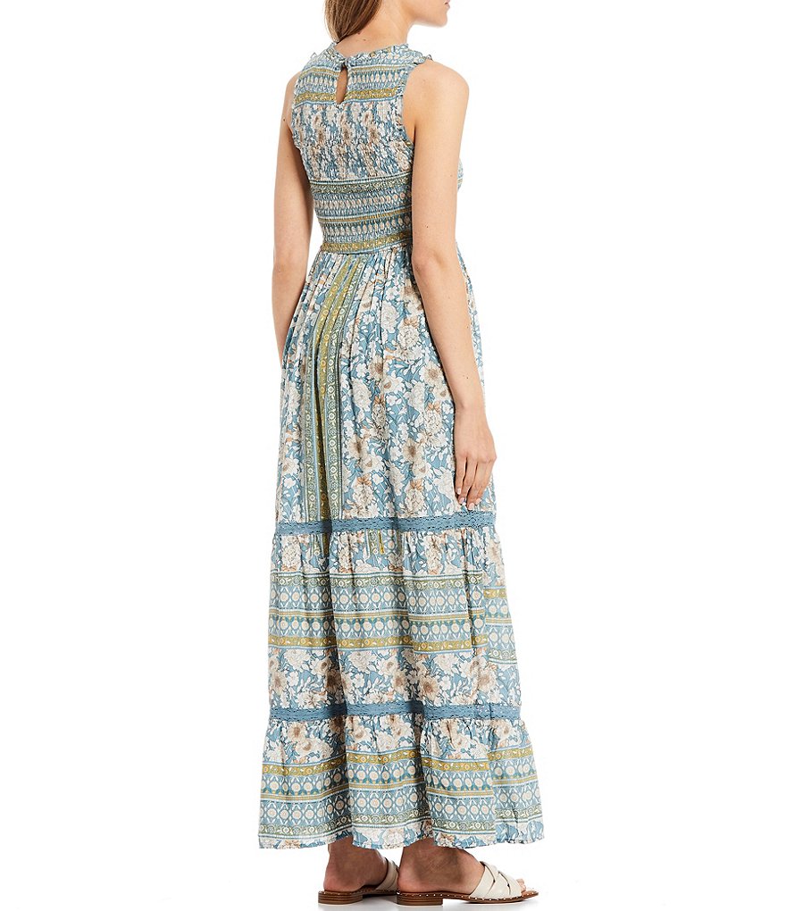 Coco + Jaimeson Sleeveless Smocked Floral Print Tiered Maxi Dress