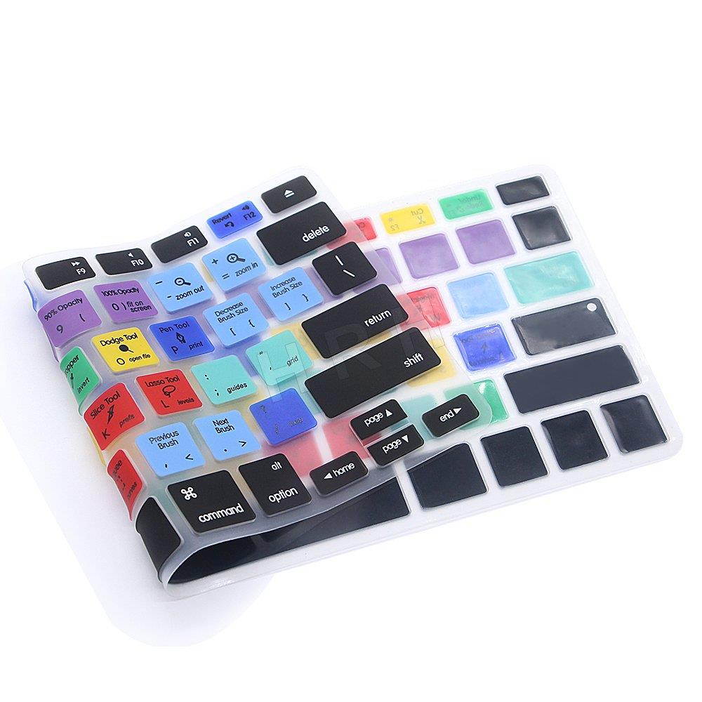 HRH Adobe Photoshop PS Shortcut Hotkey Silicone Keyboard Cover Skin for MacBook Air 13,MacBook Pro13/15/17 (with or w/Out Retina Display, 2015 or Older Version)&Older iMac,USA Layout