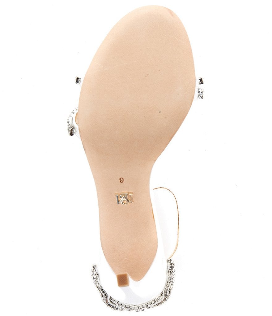 Badgley Mischka Bella Satin Rhinestone Ankle Strap Dress Sandals