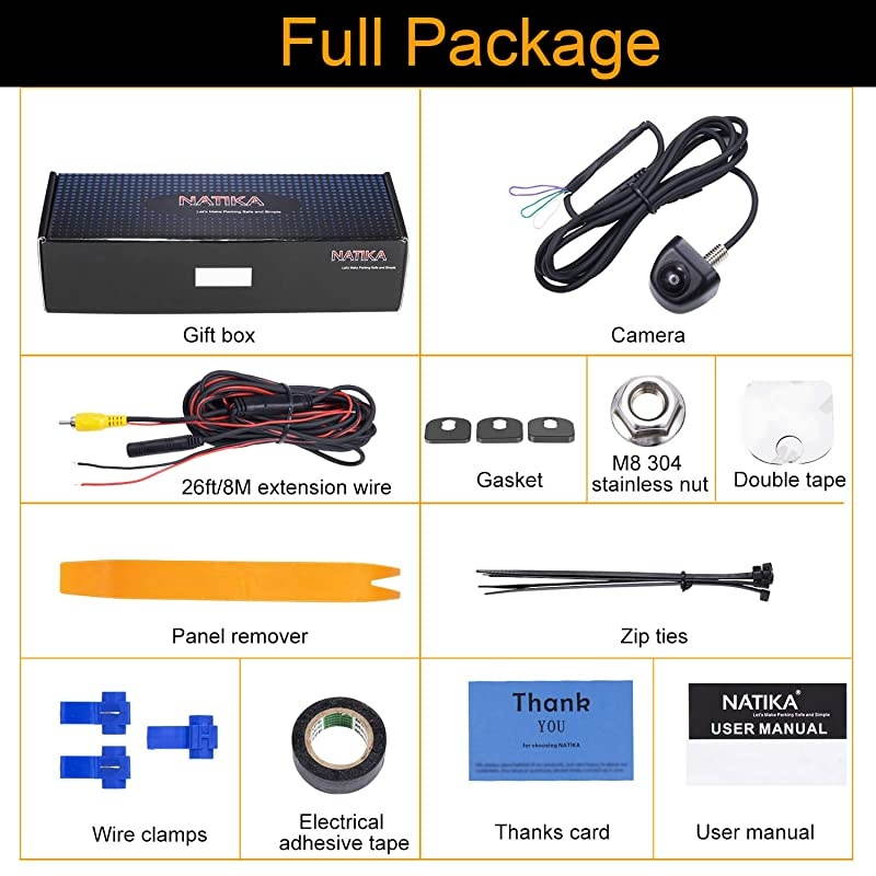 Backup/Front View Camera,IP69K Waterproof Great Night Vision HD and Super Wide Angle Metal OEM Style Reverse Rear View Backup Camera for Cars Pickup Trucks SUVs RVs Vans (Black)