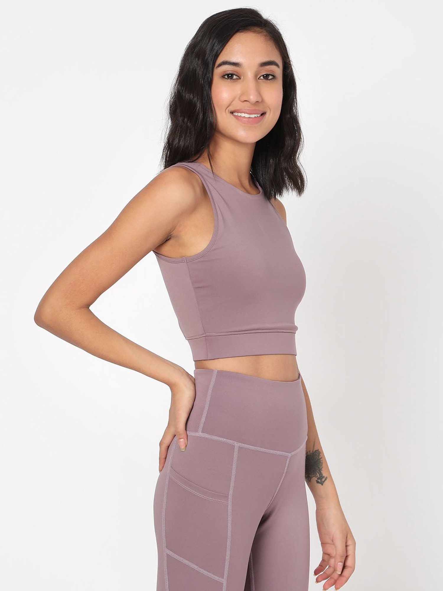 SILVERTRAQ Mauve Relaxed Fit Crop Top