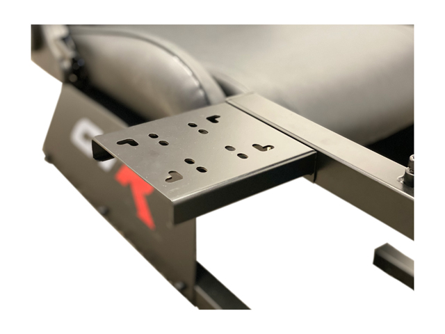 GTR Racing Simulator GTAF-BLK-S105LWHTRD - GTA-F Model (Black) Triple or Single Monitor Stand with White/Red Adjustable Leatherette Seat, Racing Simulator Cockpit gaming chair Single Monitor Stand