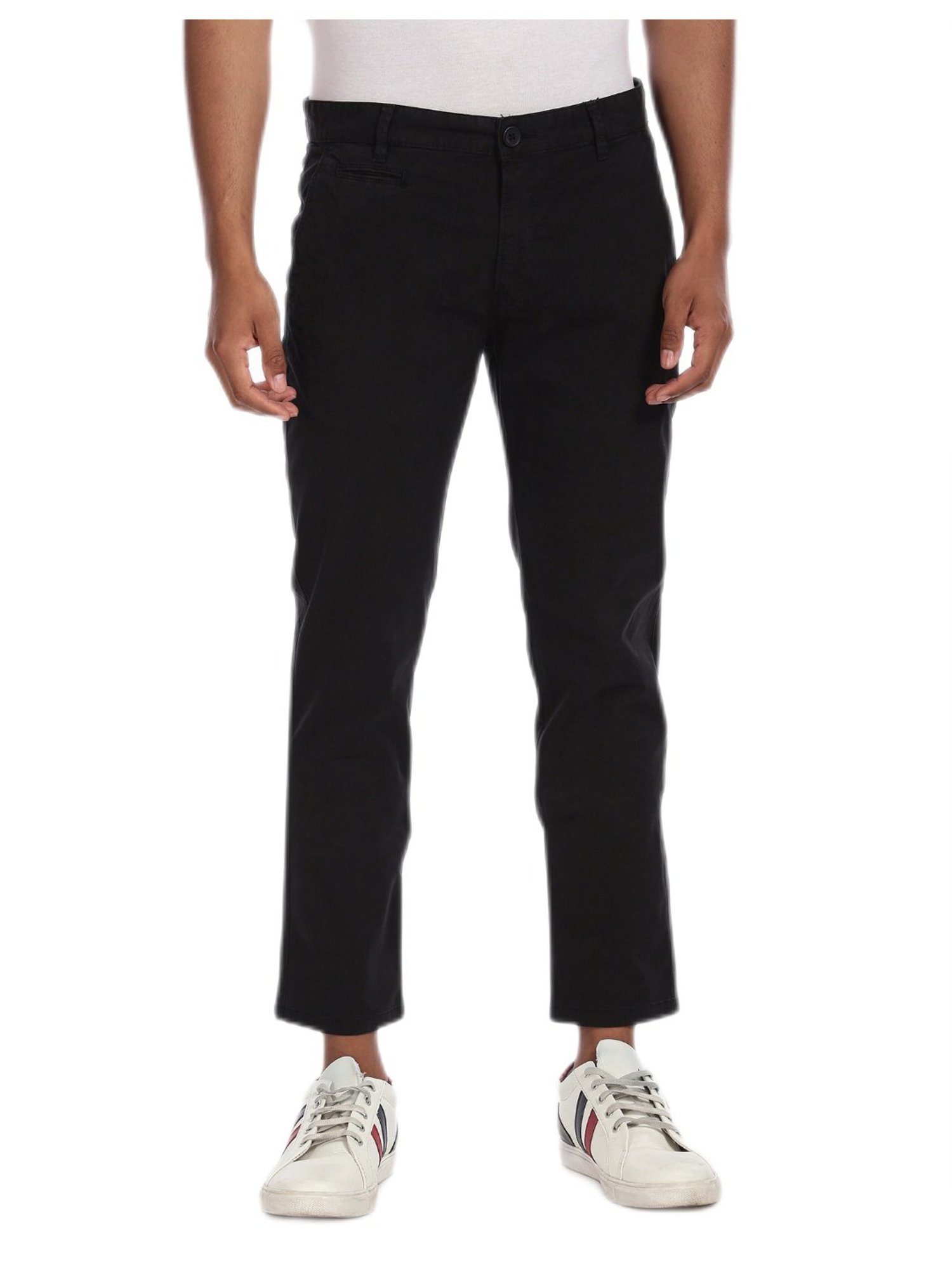 Aeropostale Black Flat Front Solid Casual Trousers