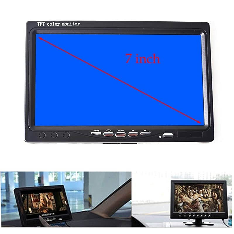 Car Monitor 4PIN Aviation Plug for Truck Trailer Bus Vans Camper Vehicle 800x480 HD 2 Inputs 12V24V Sunshade AntiGlare High Brightness