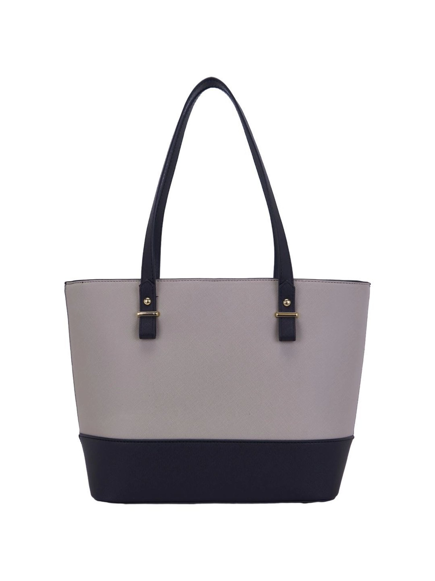 Giordano Grey & Navy Blue Color Block Medium Tote Handbag