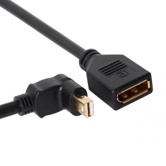 Xiwai Down Angled Mini DP DisplayPort 90 Degree to DisplayPort  Female Cable for Displays Monitors