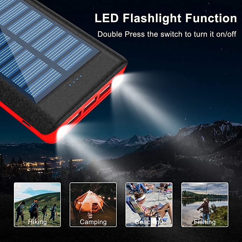 Charger Power Bank 25000 mAh Portable Charger 3 Output Battery Pack with Flashlight Including Small USB Fan Compatible Android Phone Tablet and Other Smart Devices