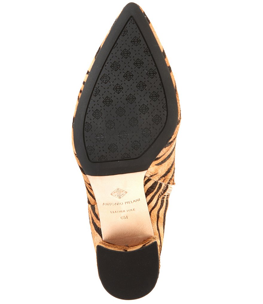 Antonio Melani Lindzay Tigress Printed Haircalf Block Heel Booties