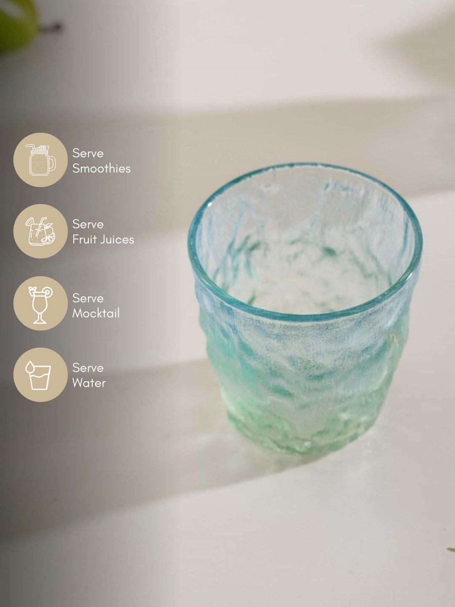 Nestasia short ombre glacier high heat resistant lead-free Glass for serving drinks(Set of 6, 250ml)