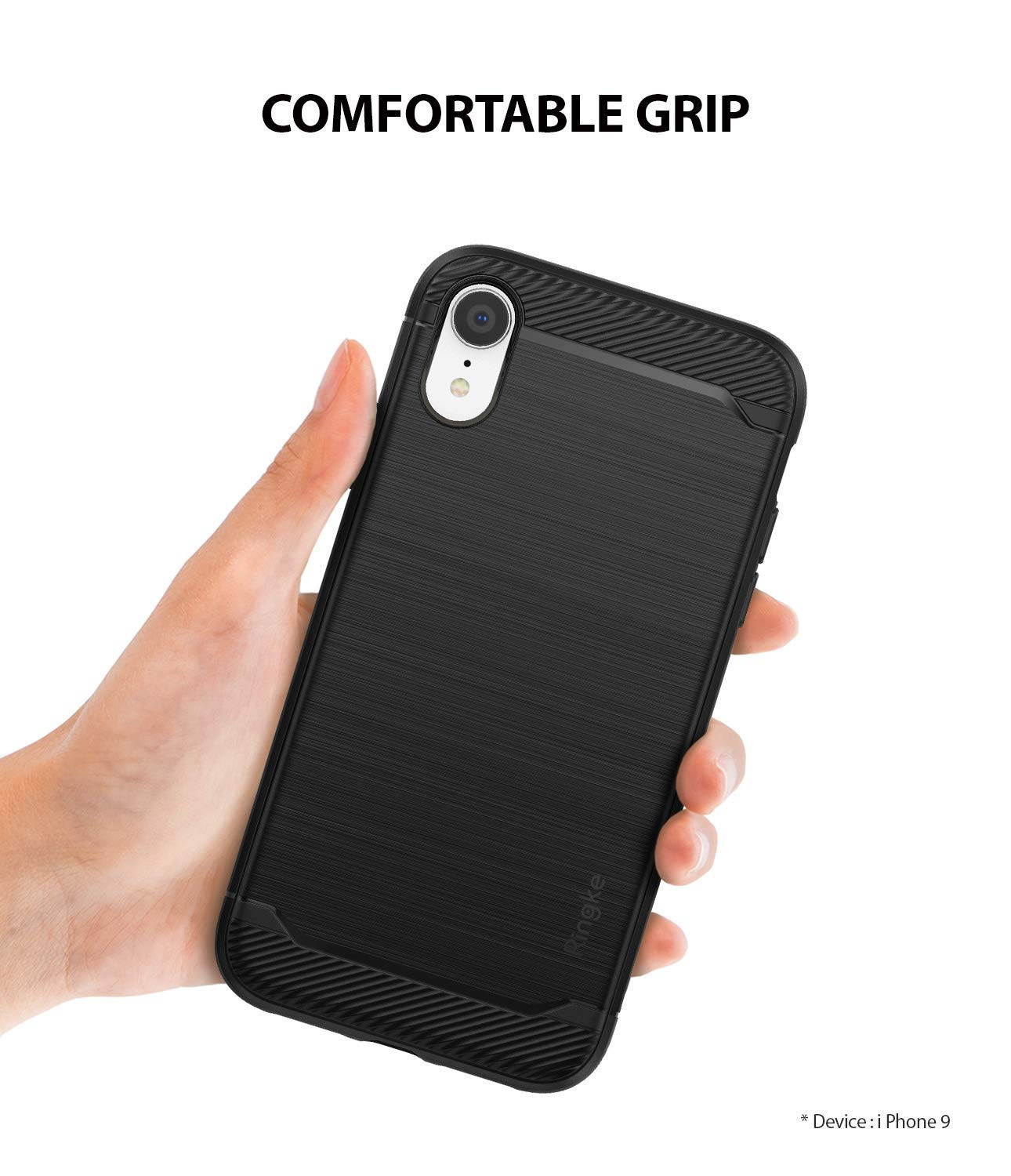 iPhone XR Case, Ringke [Onyx] Dynamic Brushed Metal Design Flexible Durable TPU Anti Slip Shock Absorbent Cover for Apple iPhoneXR - Black