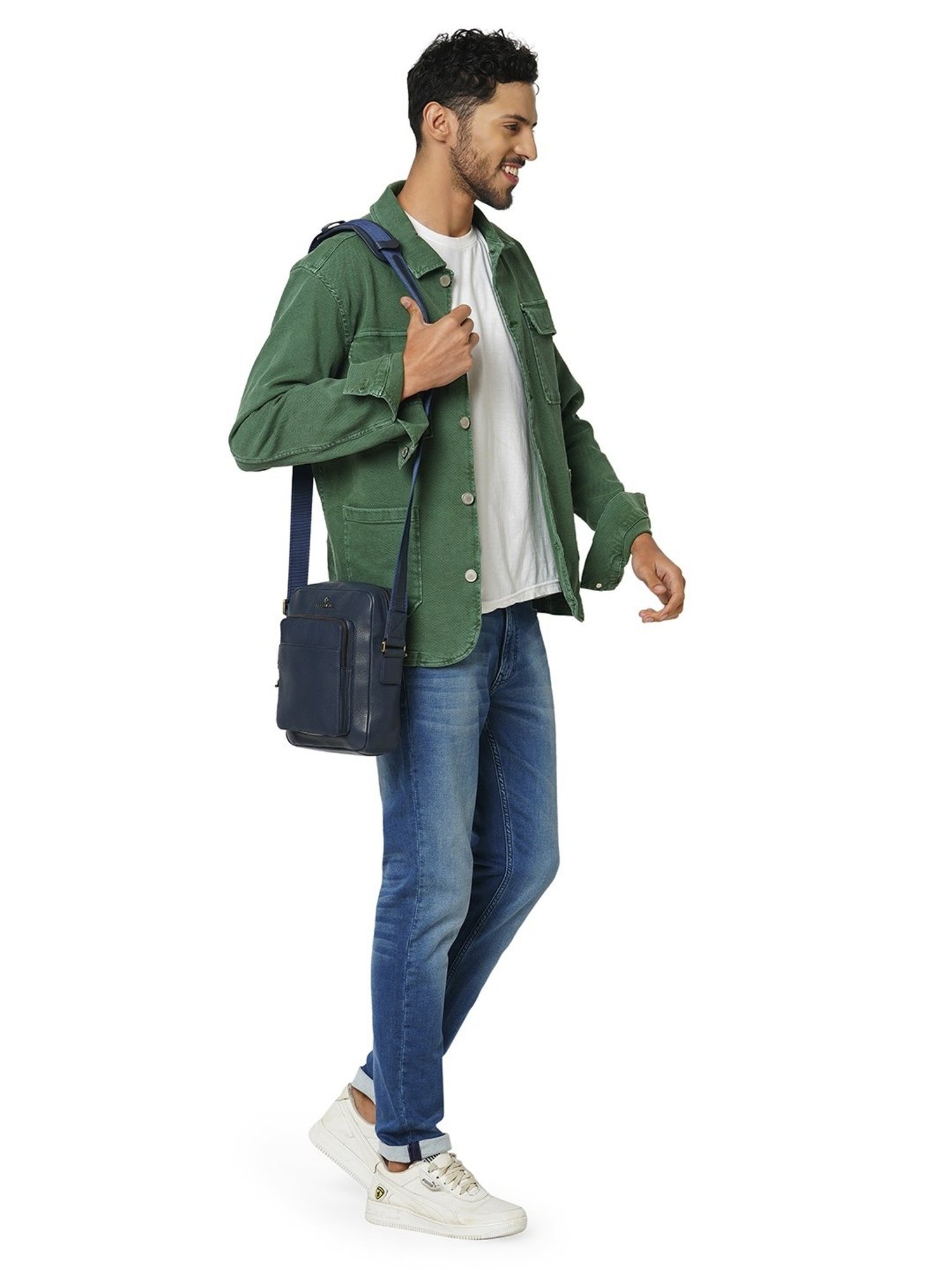 PERQUISITE MARK Navy Solid Medium Cross Body Bag