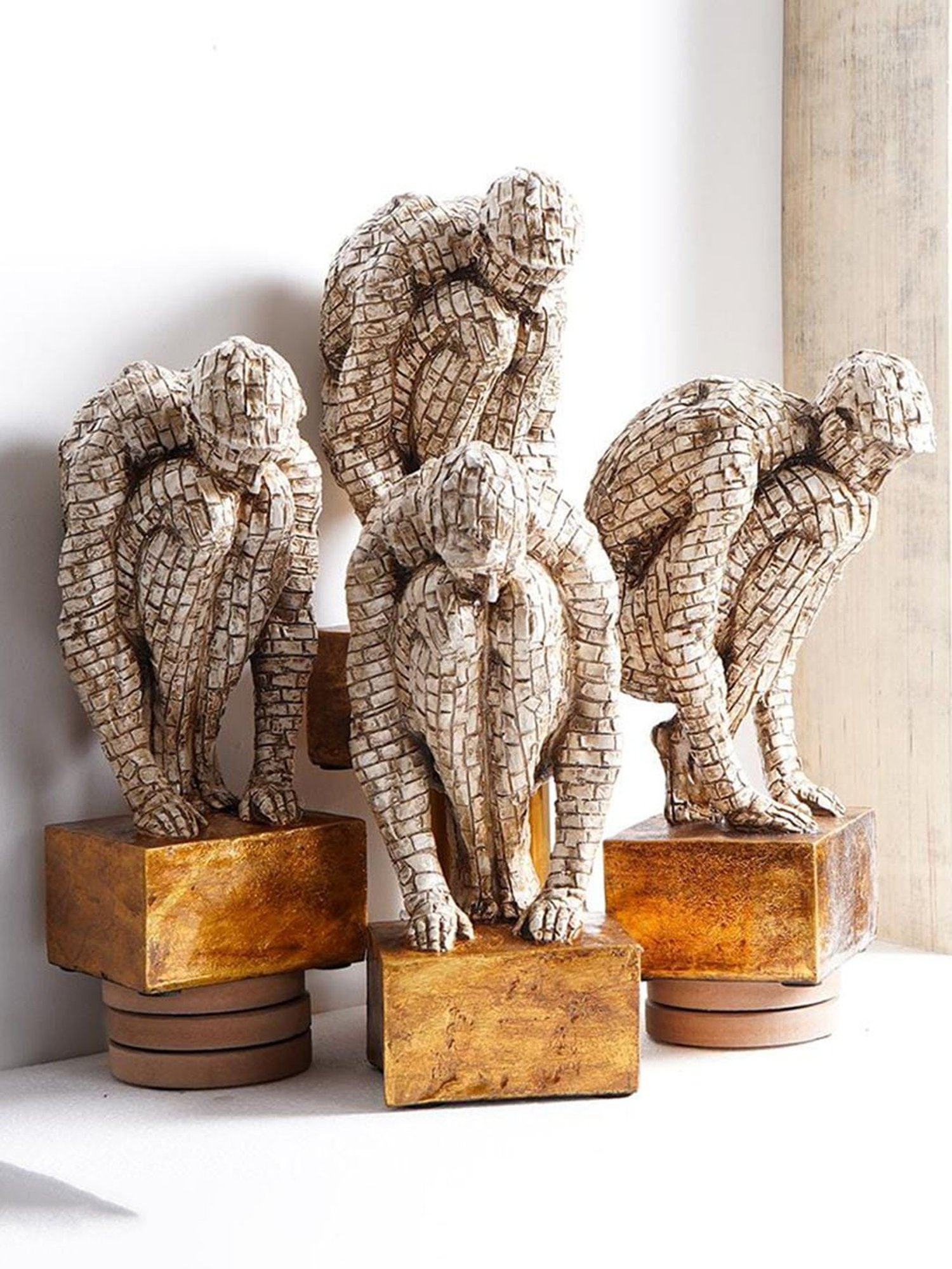 The Artment White Polyresin Surreal Bricked Man Table Accent