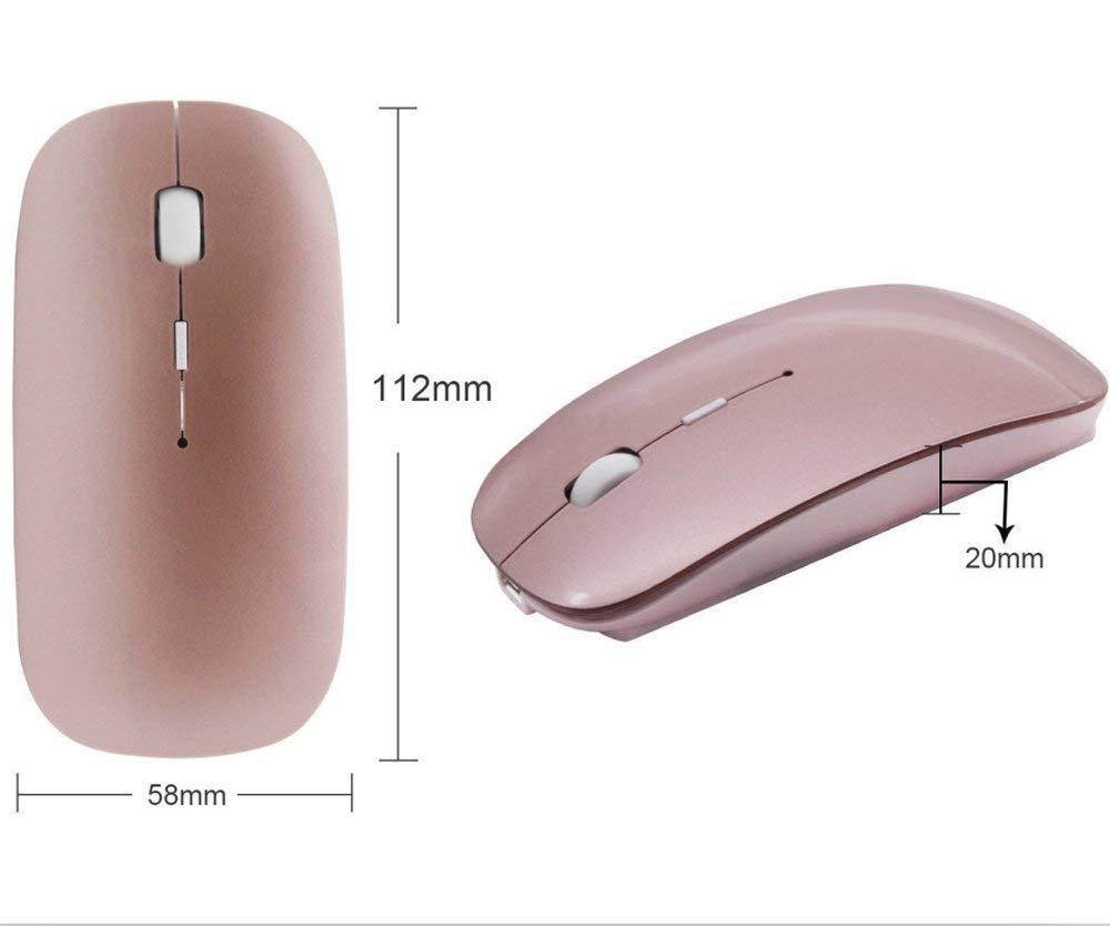 2win2buy Rechargeable Wireless Mouse,2.4G Optical Sensor Ultra Slim Mice + USB Receiver for Notebook, PC, Laptop, Computer, Macbook (Rose Gold)