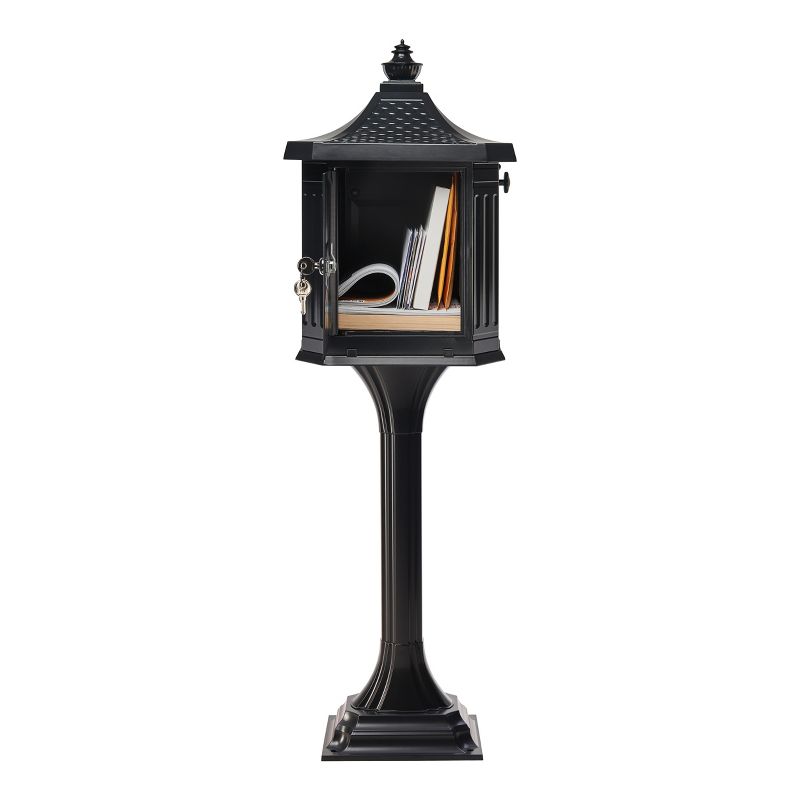 Gibraltar Mailbox Pedestal All In One Mailbox and Address Posts Black