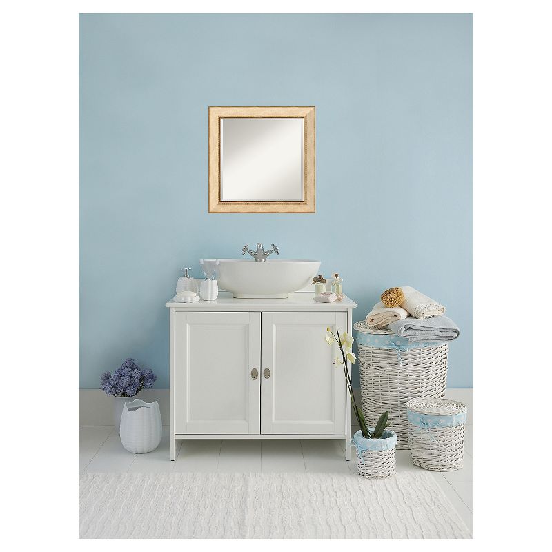 25" x 25" Highland Park Cream Framed Wall Mirror - Amanti Art