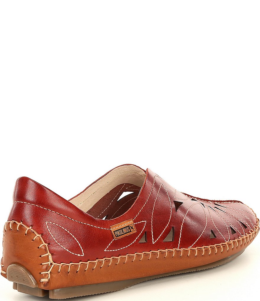 Pikolinos Jerez Floral Leather Cut-Out Detail Slip-On Moccasins