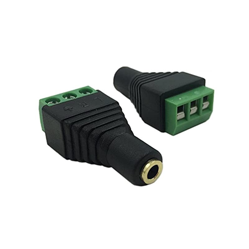 3.5mm Stereo Audio Video Female Jack to 3 Screw Terminal Female Headphone Replacement Solderless Balum Converter Adapter (2-Pack)