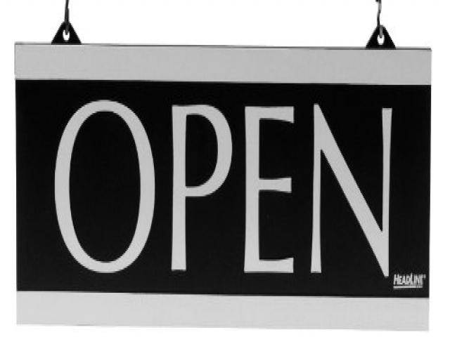 Century Series Reversible Open/Closed Sign w/Suction Mount 13 x 5 Black 4246