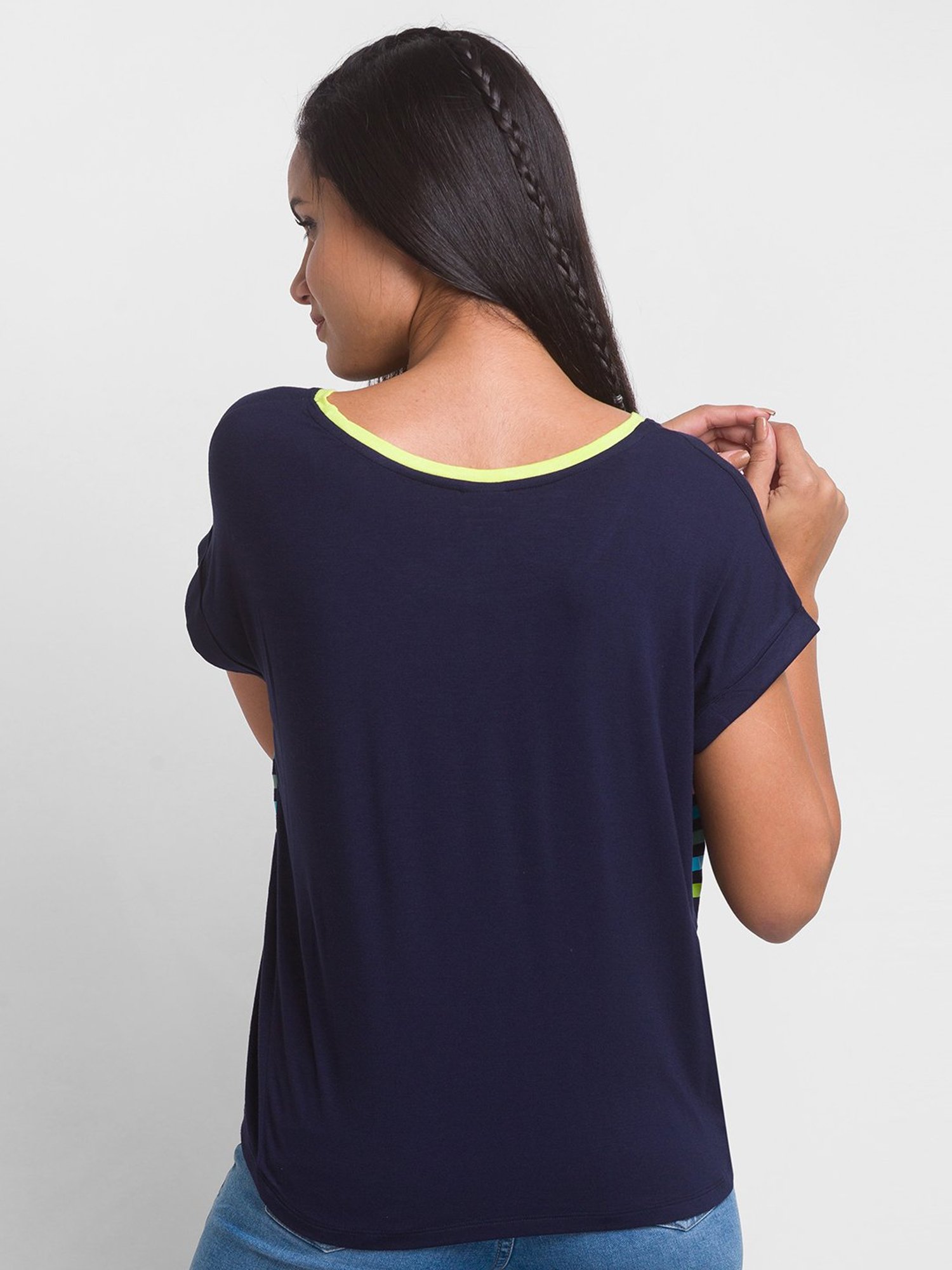 Spykar Blue Printed T-Shirt