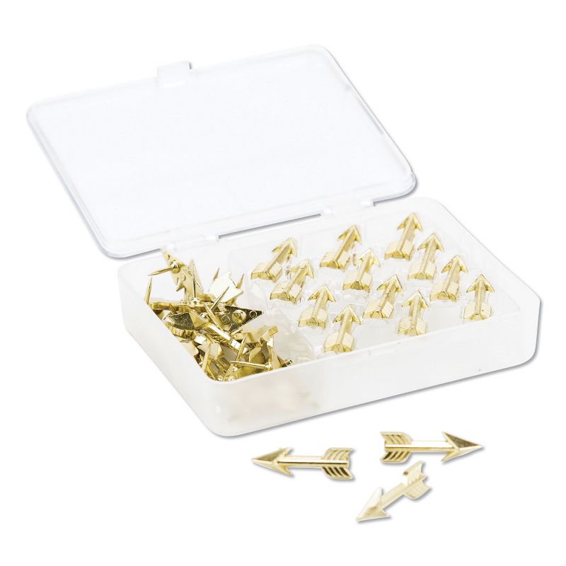 U Brands Fashion Push Pins, Steel, Gold, 3/8", 36/Pack 3083U0624