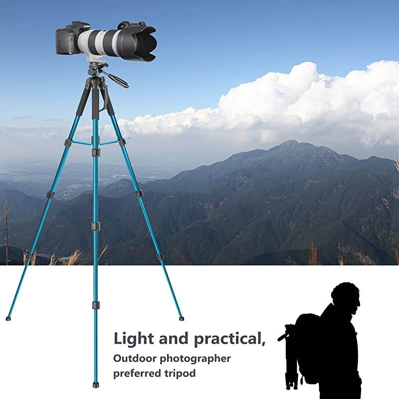 Portable 70 inches177 centimeters Aluminum Alloy Camera Tripod Monopod with 3Way Swivel Pan HeadBag for DSLR CameraDV Video CamcorderLoad up to 88 pounds4 kilograms BlueSAB264